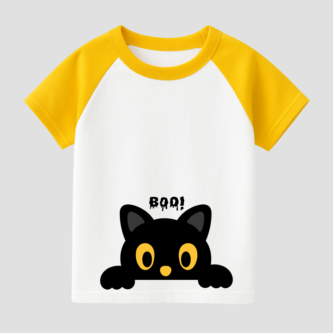 Peek-a-Boo Cat Kids Short Sleeve T-Shirt