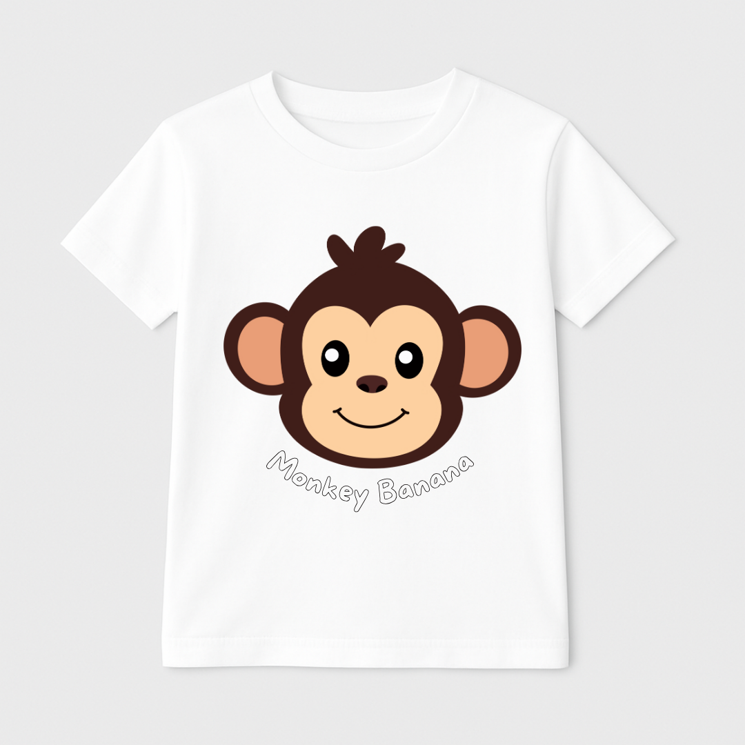 Monkey Banana Smiles Kids Short Sleeve T-Shirt Kia & Kel