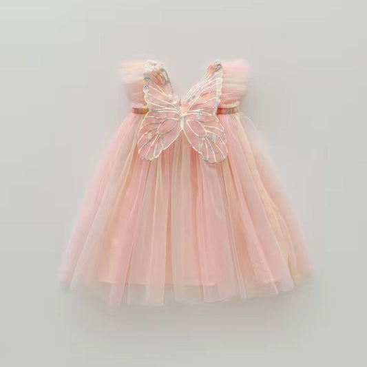 Princess Rainbow  Butterfly Wings Tutu Dress