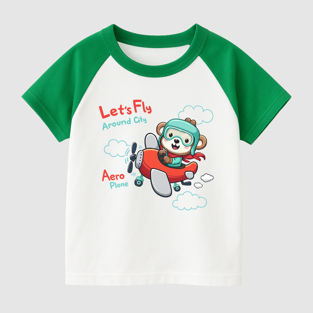 Lil Pilot Bear Kids Short Sleeve T-Shirt Kia & Kel