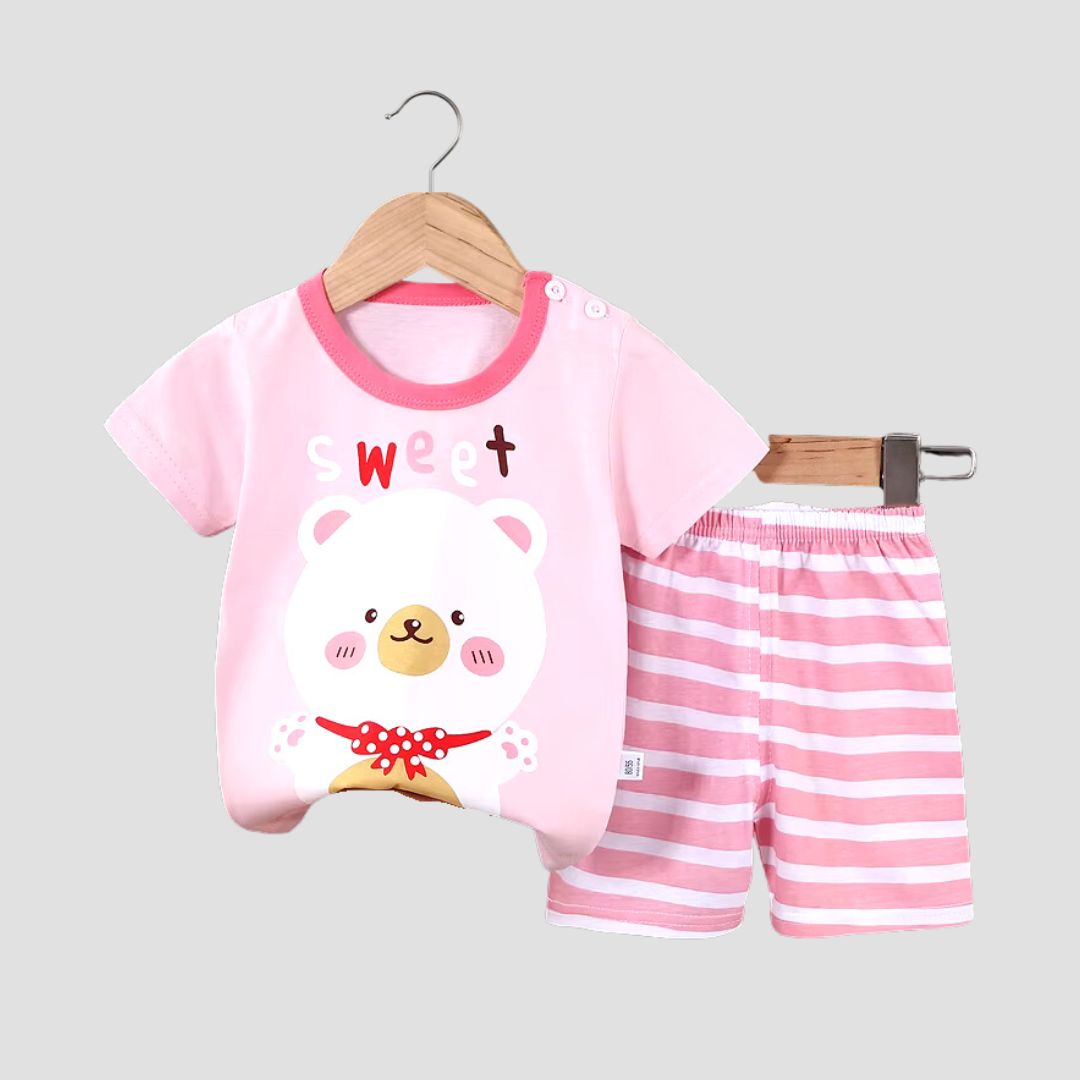 Sweet Teddy T-shirt & Short Suit Kia & Kel
