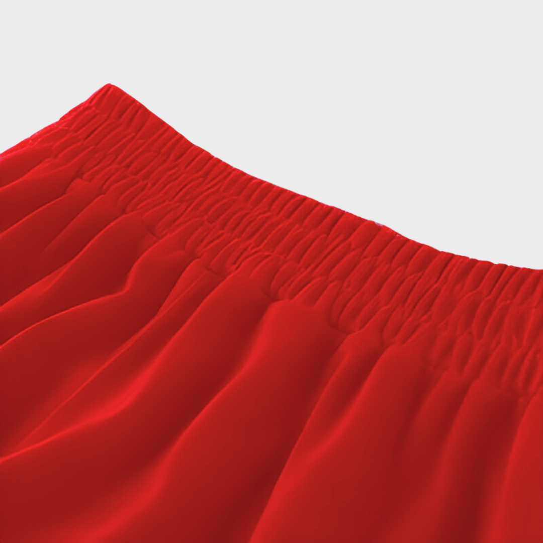 Red Elastic Waist Cotton Short