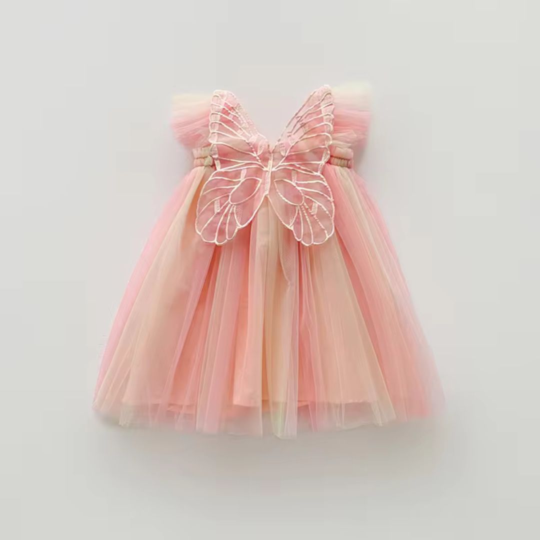 Princess Rainbow Butterfly Wings Tutu Dress