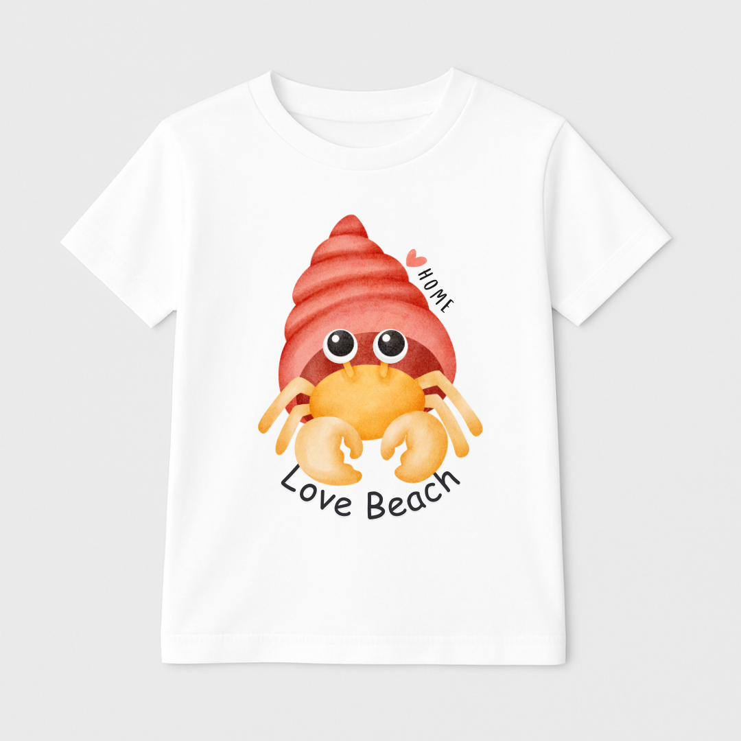 Love Beach Hermit Crab Kids Short Sleeve T-Shirt