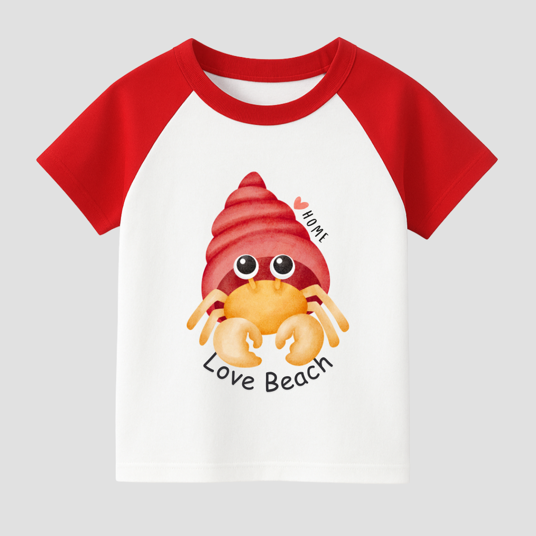Love Beach Hermit Crab Kids Short Sleeve T-Shirt