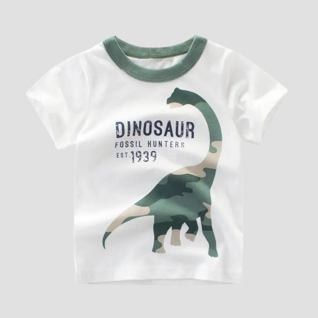 Dino Fossil Hunter Kids Short Sleeve T-Shirt