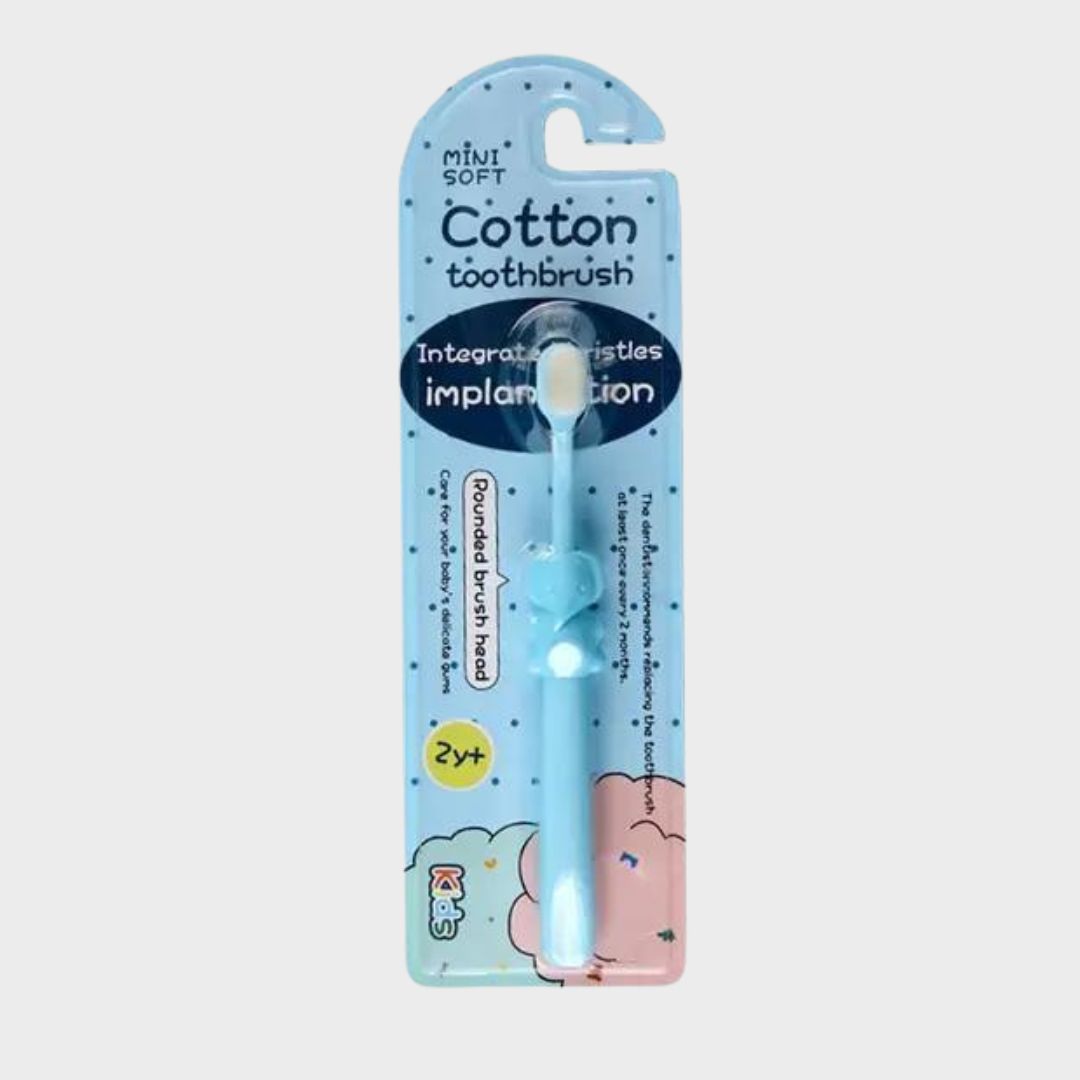 Mini Soft Cotton Toothbrush - Blue Elephant