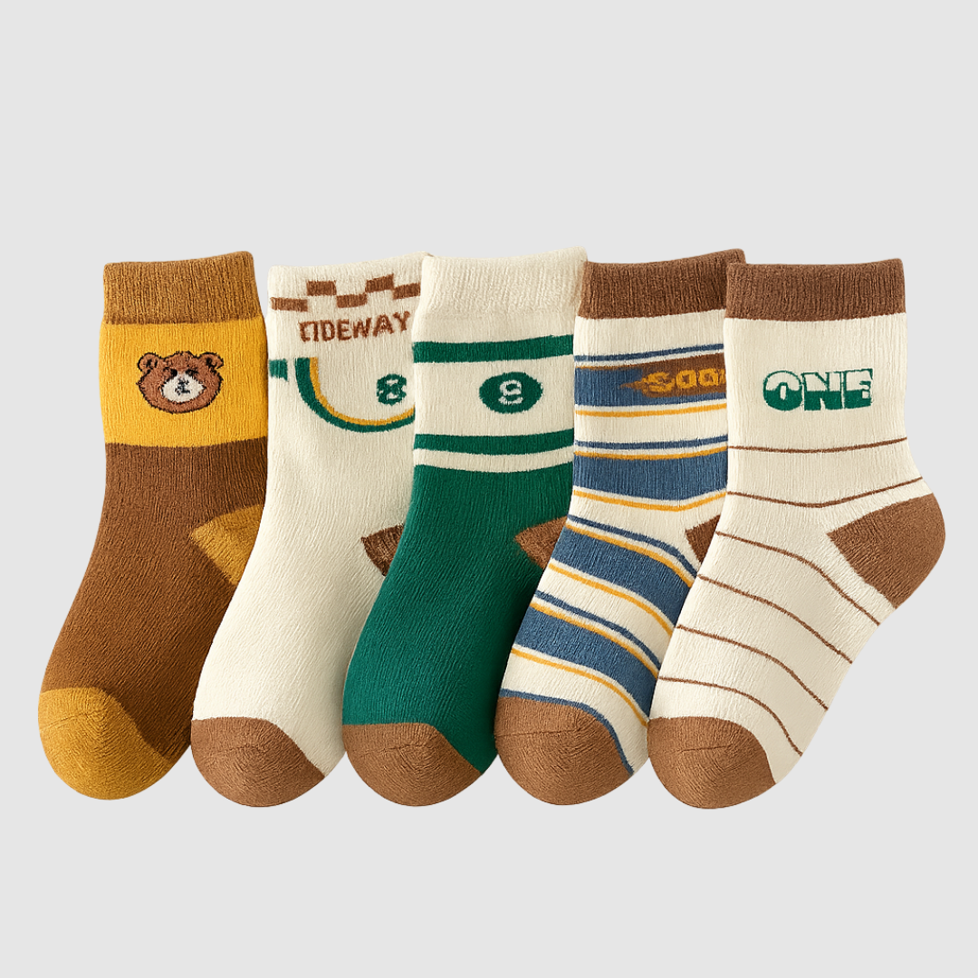 Stripe Explorer Kids Socks (5-Pack) Kia & Kel