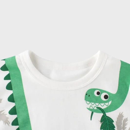 Dino Around Neck Kids Short Sleeve T-Shirt