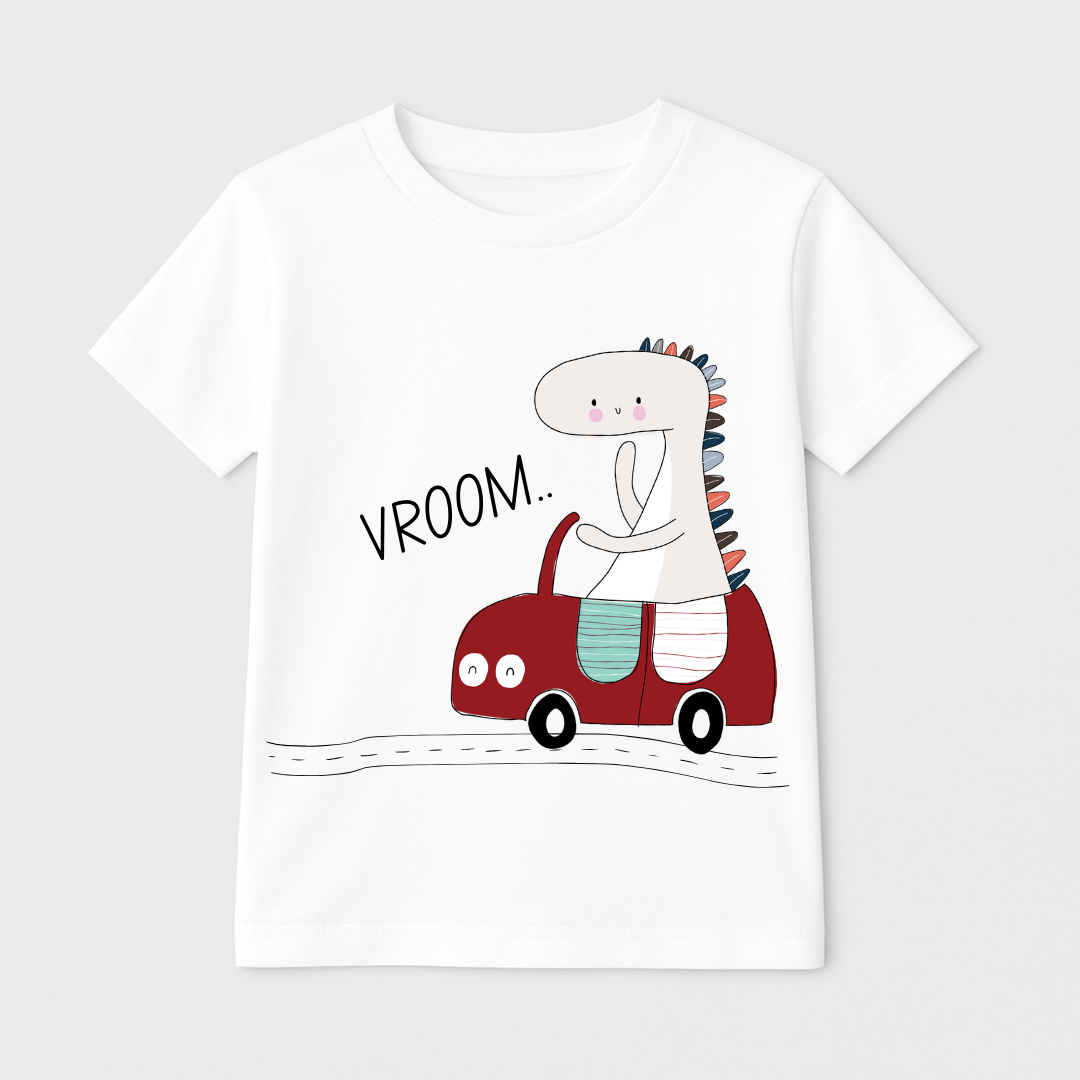 Vroom Dino Kids Short Sleeve T-Shirt