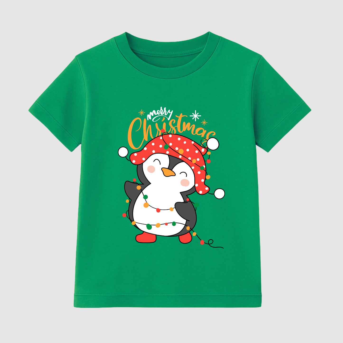 Jolly Lights Penguin Kids Short Sleeve T-Shirt