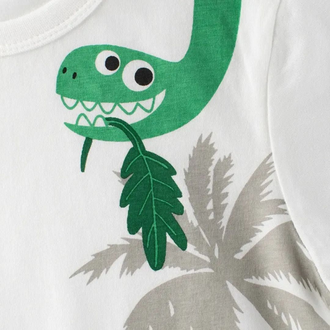 Dino Around Neck Kids Short Sleeve T-Shirt