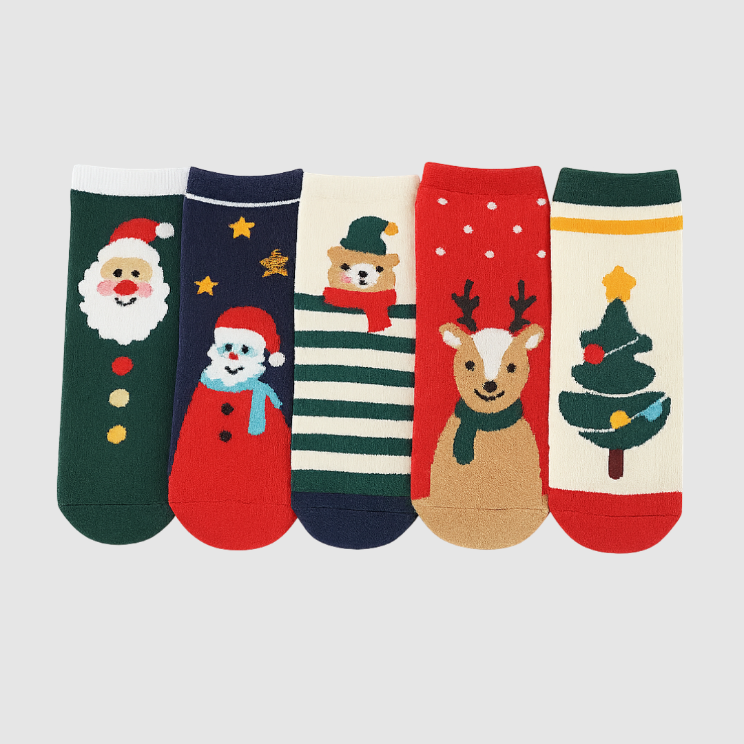 Jolly Steps Kids Christmas Socks (5-Pack) - Thick