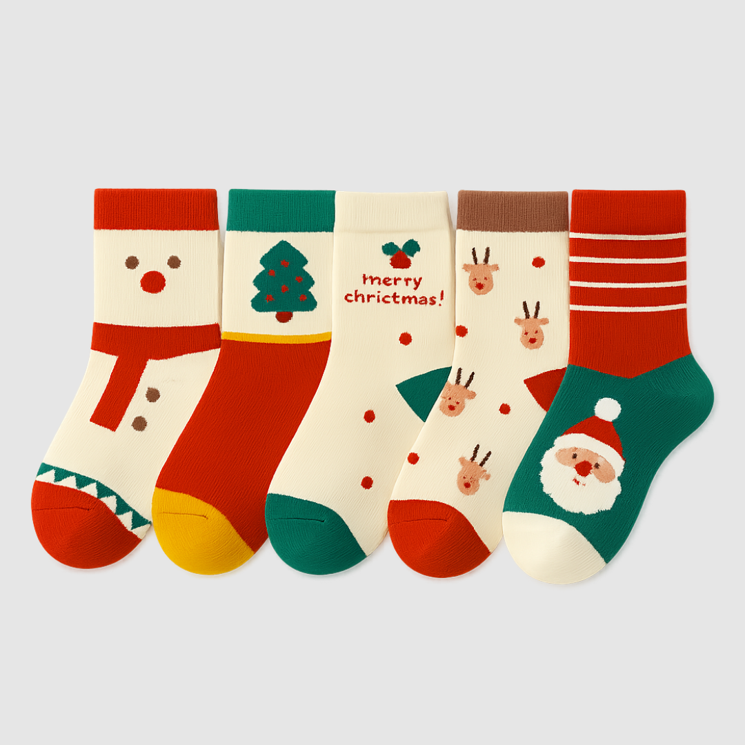 Merry Toes Kids Christmas Socks (5-Pack) Kia & Kel