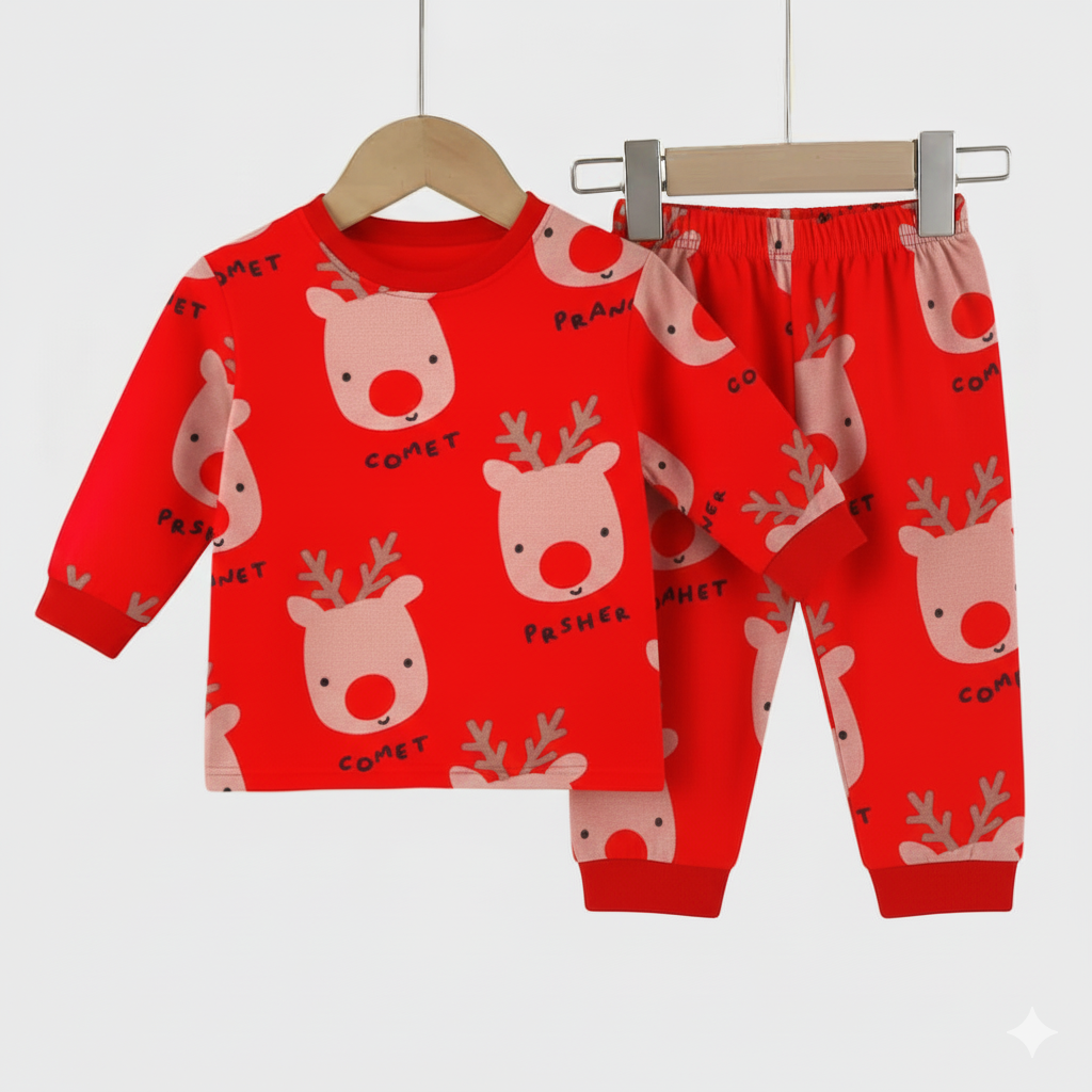 Red Reindeer Christmas Pajama Set