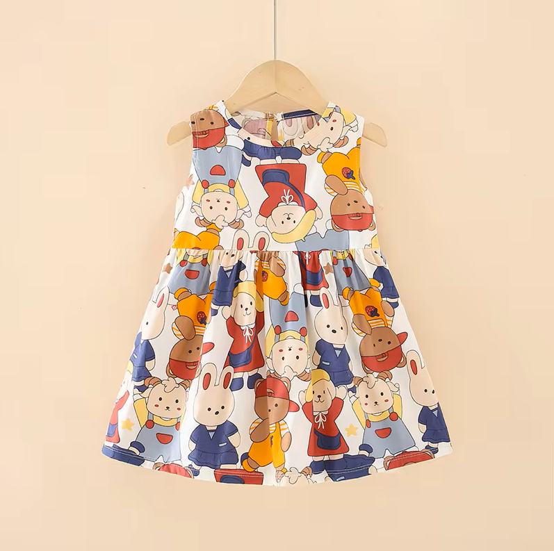 Playful Animal Parade Cotton Dress Kia & Kel