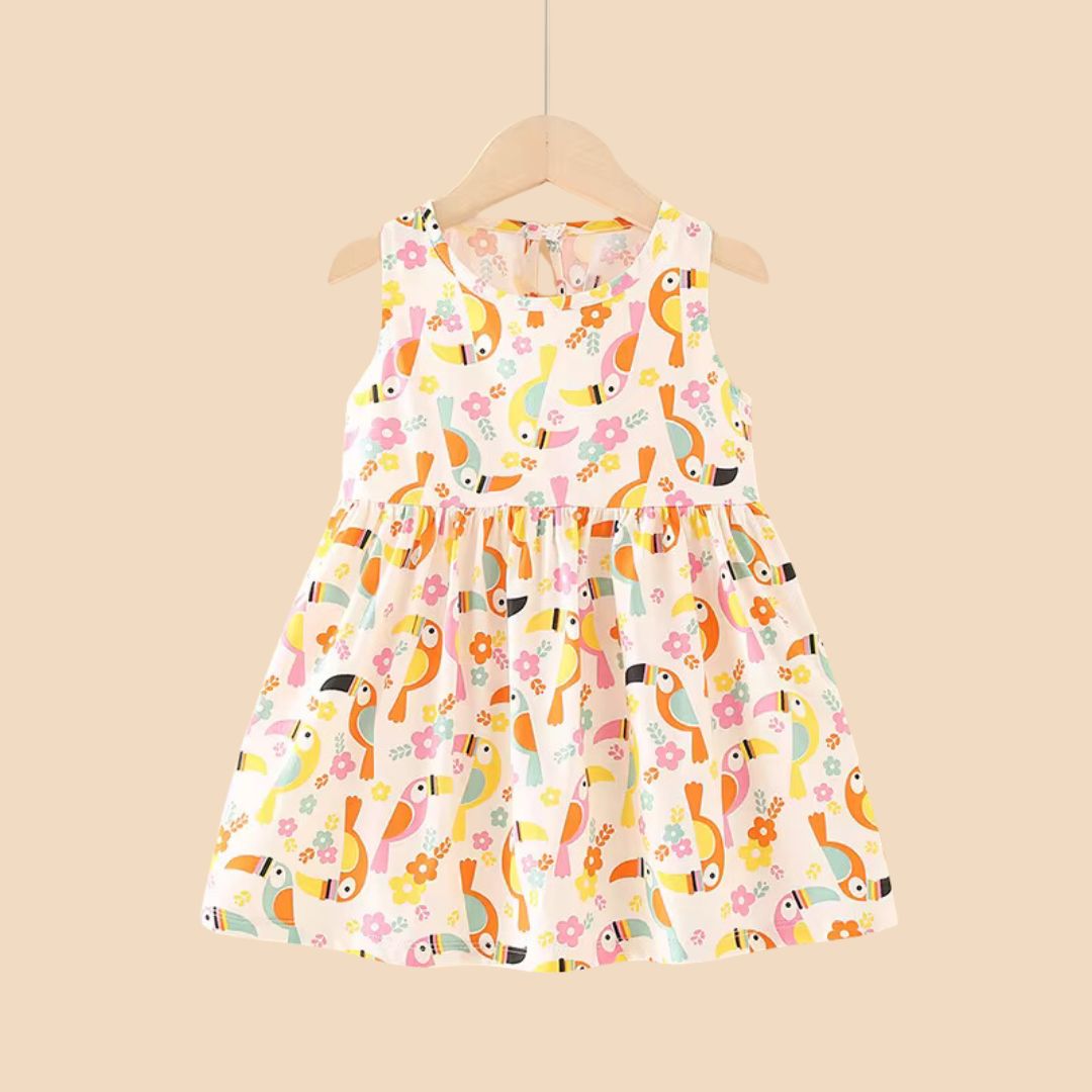 Tropical Toucan Delight Cotton Dress Kia & Kel