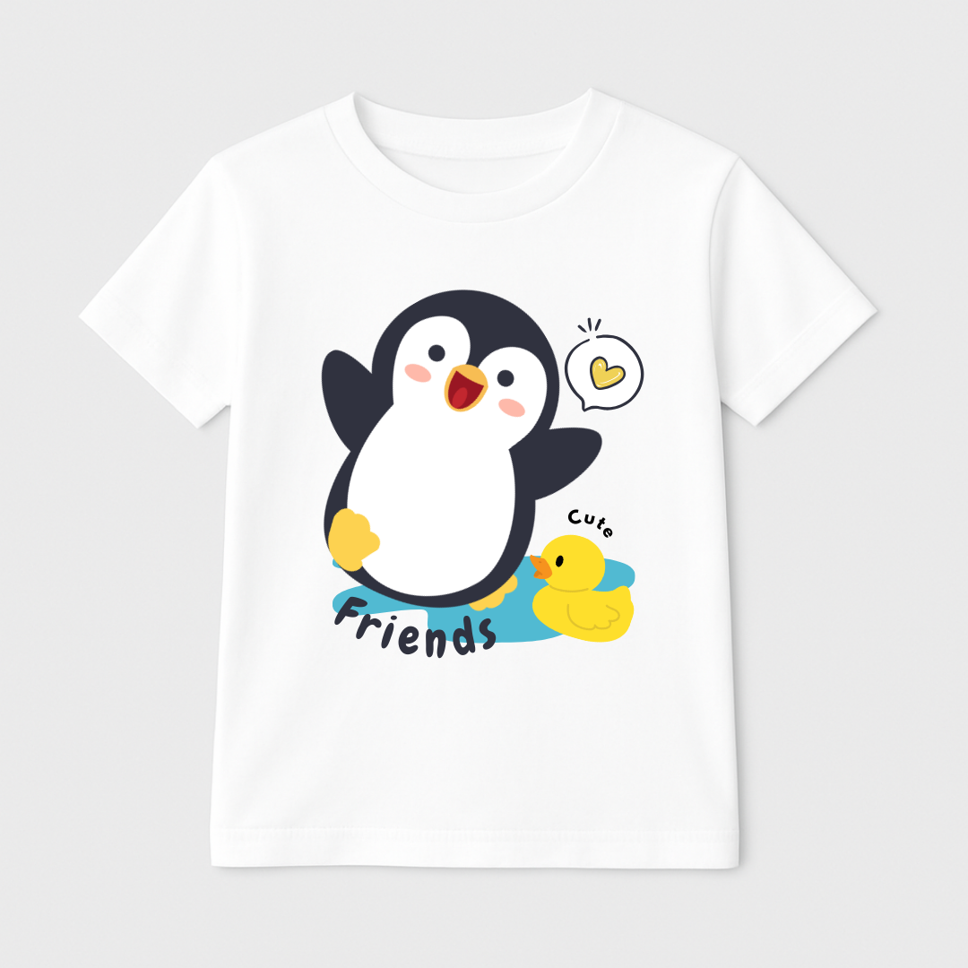 Penguin & Duckie Friends Kids Short Sleeve T-Shirt Kia & Kel