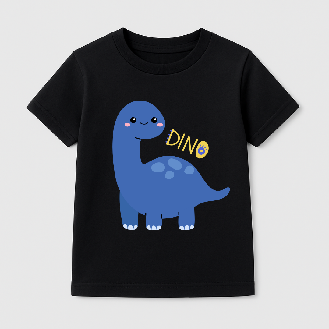 Happy Blue Dino Kids Short Sleeve T-Shirt Kia & Kel