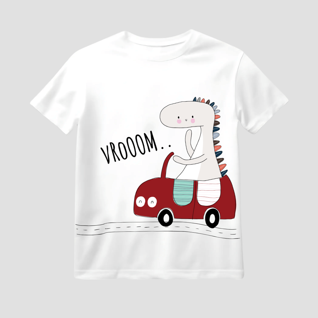 Vroom Dino Kids Short Sleeve T-Shirt