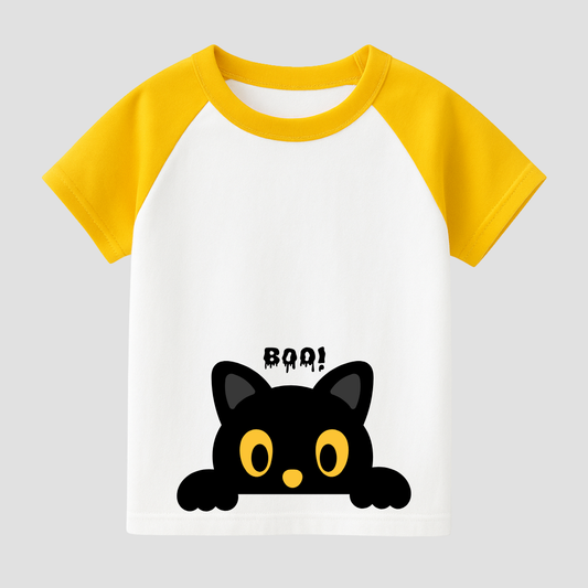 Peek-a-Boo Cat Kids Short Sleeve T-Shirt