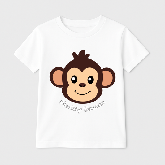 Monkey Banana Smiles Kids Short Sleeve T-Shirt