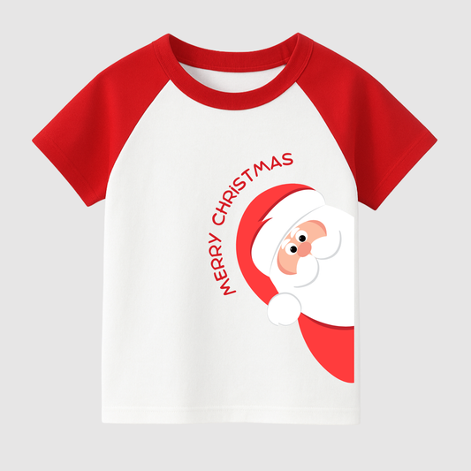 Santa Peek-A-Boo Kids Short Sleeve T-Shirt