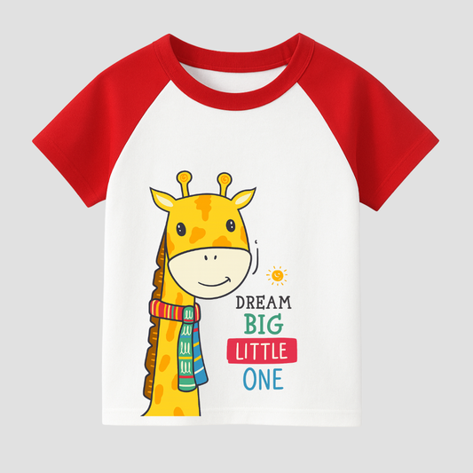 Little Dreamer Giraffe Kids Short Sleeve T-Shirt