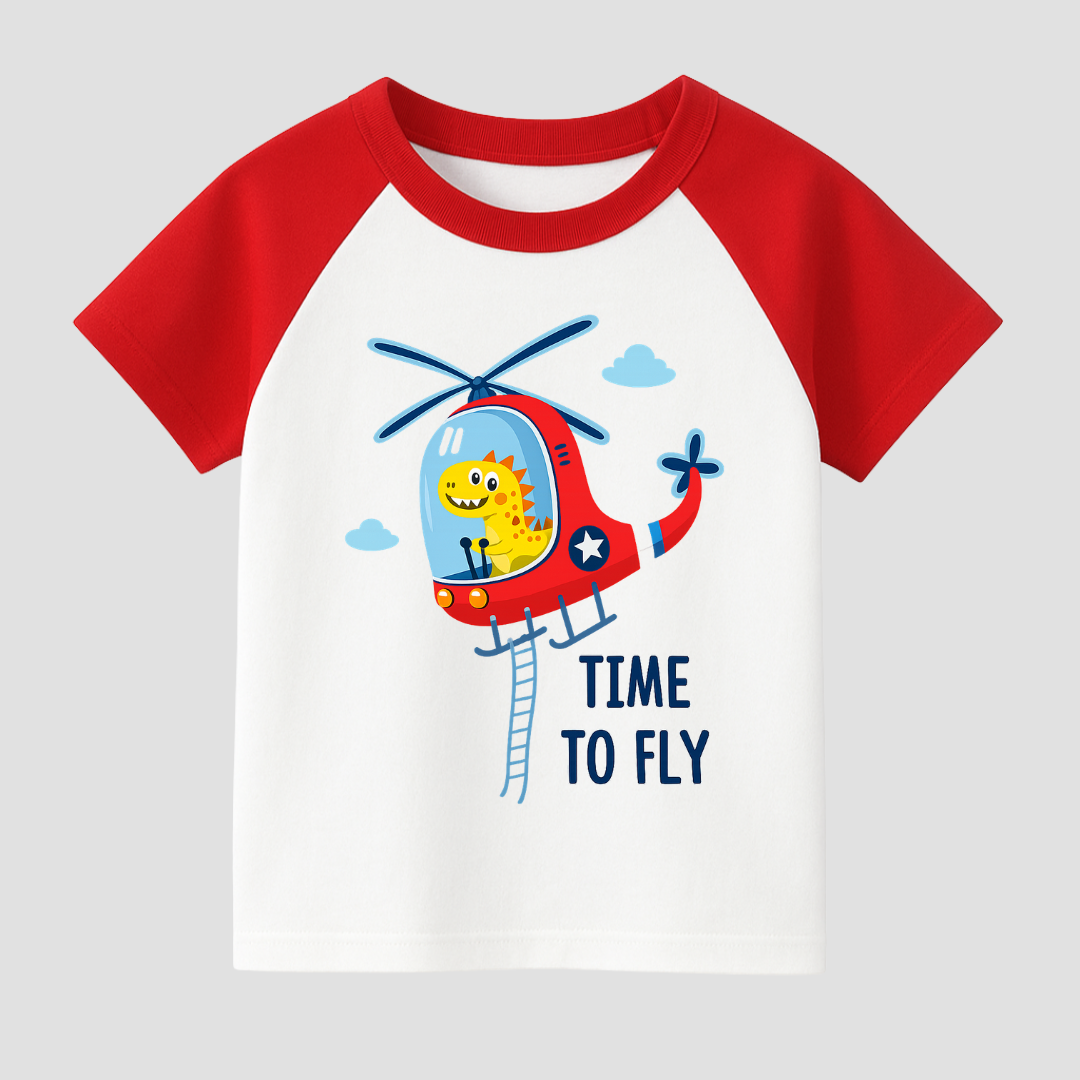 Dino Copter Kids Short Sleeve T-Shirt Kia & Kel