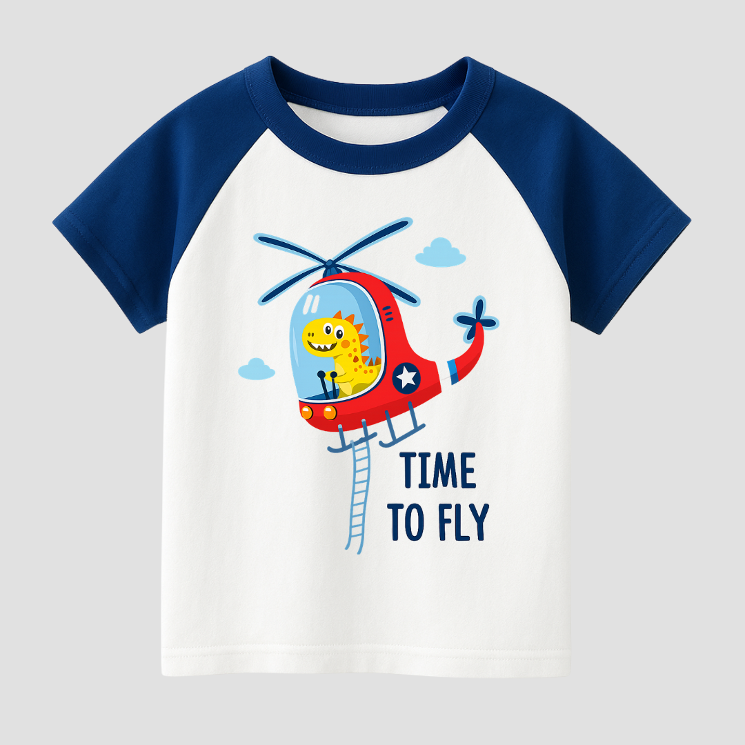 Dino Copter Kids Short Sleeve T-Shirt Kia & Kel