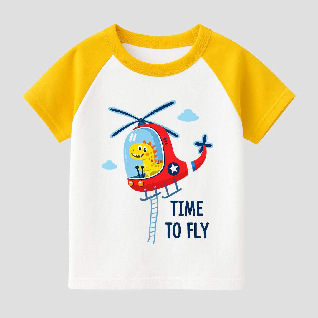 Dino Copter Kids Short Sleeve T-Shirt Kia & Kel