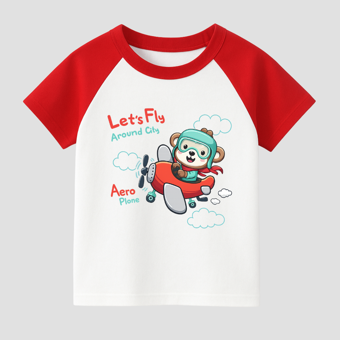 Lil Pilot Bear Kids Short Sleeve T-Shirt Kia & Kel