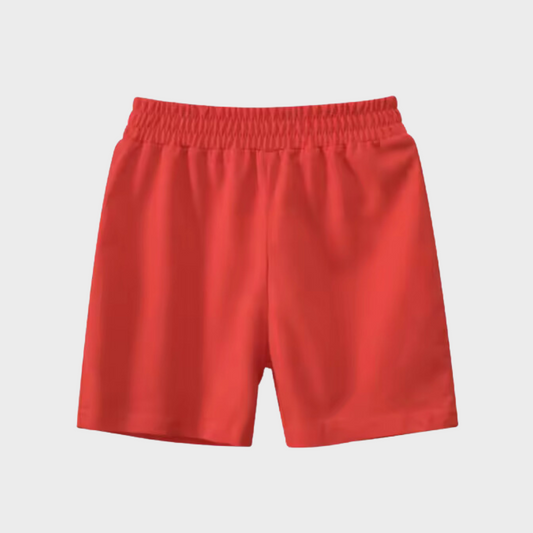 Red Elastic Waist Cotton Short