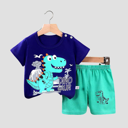 Cute Dino T-shirt & Short Suit