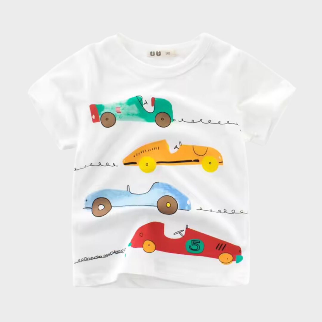 Vroom White Kids Short Sleeve T-Shirt