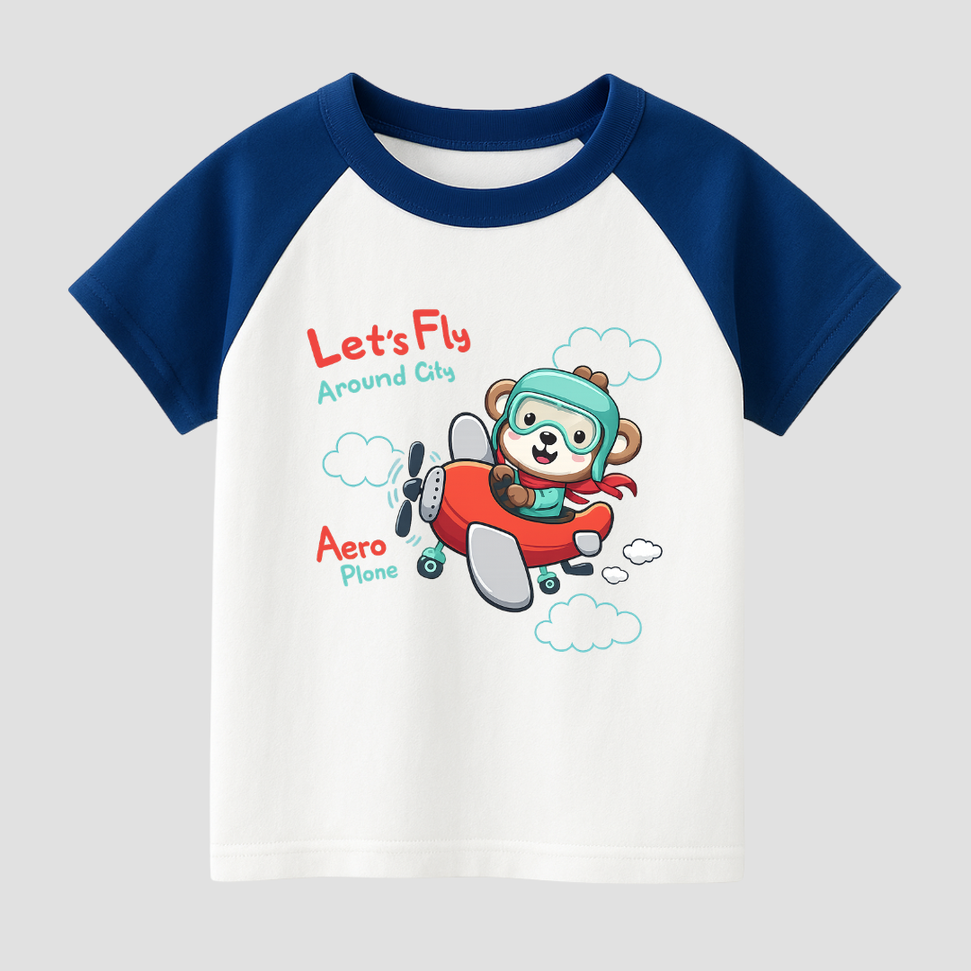Lil Pilot Bear Kids Short Sleeve T-Shirt Kia & Kel