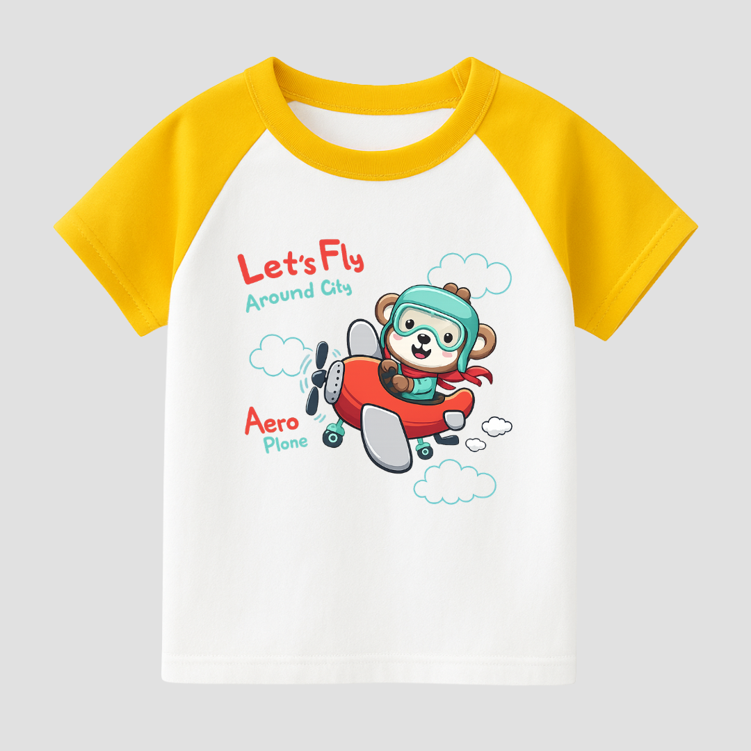 Lil Pilot Bear Kids Short Sleeve T-Shirt Kia & Kel