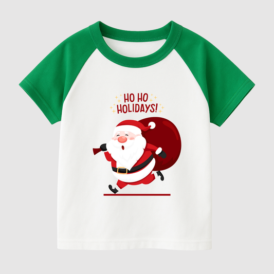 Santa’s Happy Sprint Kids Short Sleeve T-Shirt