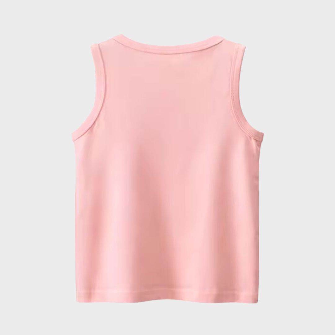 Wild Dino Pink Kids Sleeveless T-Shirt