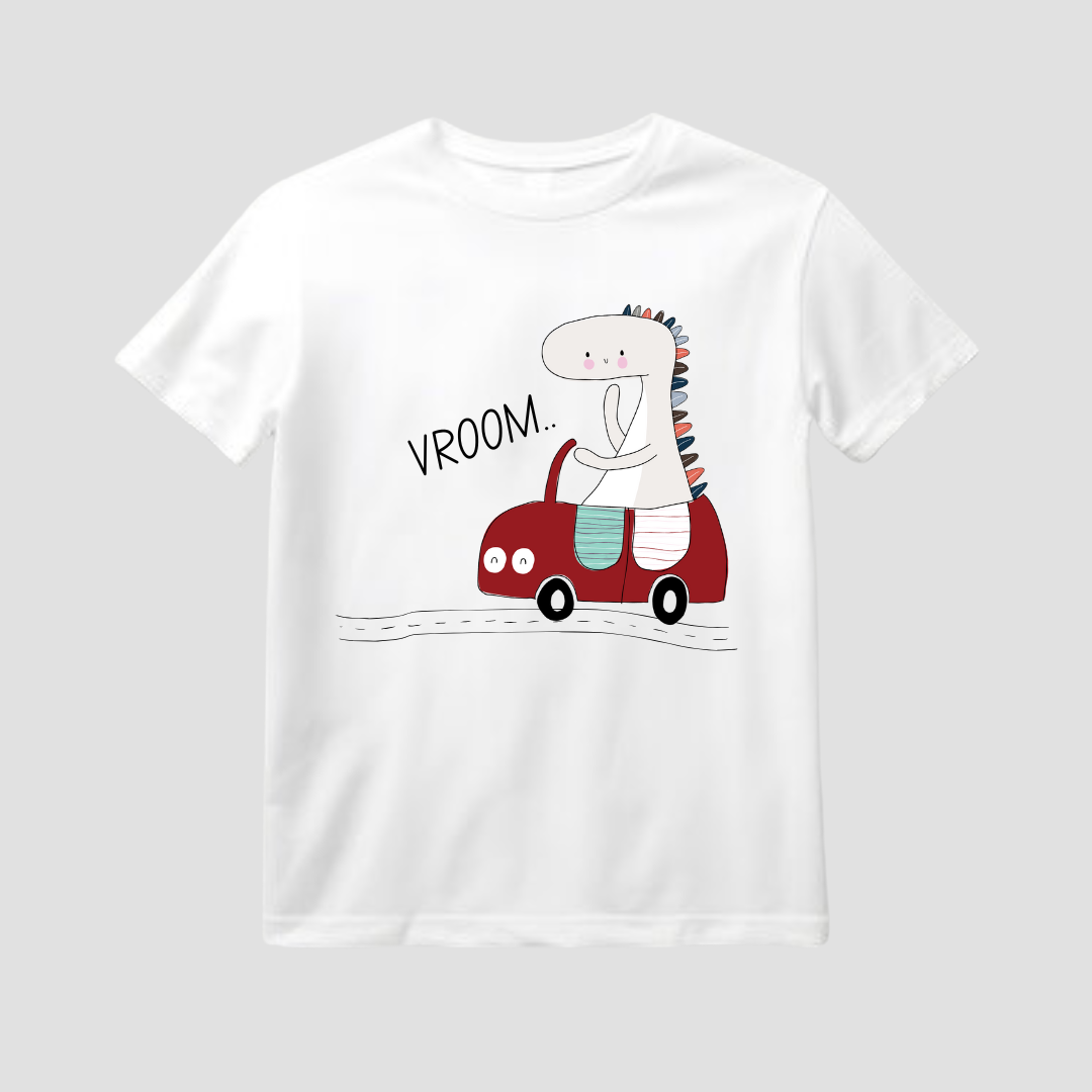 Vroom Dino Kids Short Sleeve T-Shirt
