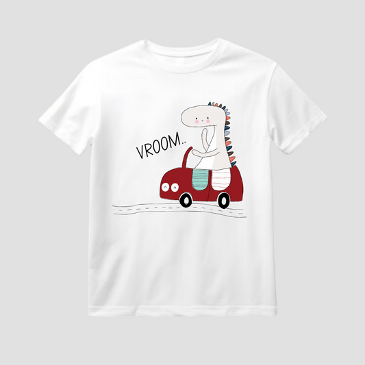 Vroom Dino Kids Short Sleeve T-Shirt