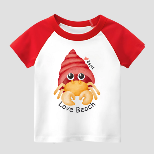 Love Beach Hermit Crab Kids Short Sleeve T-Shirt