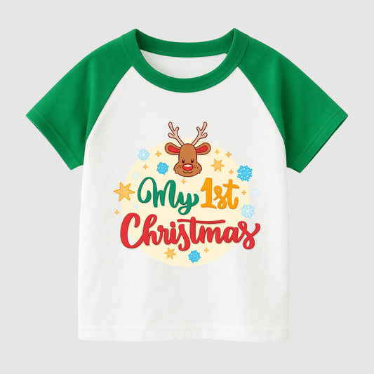 Rudy’s First Christmas Kids Short Sleeve T-Shirt