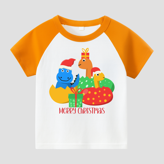 Dino Holiday Hatchlings Kids Short Sleeve T-Shirt