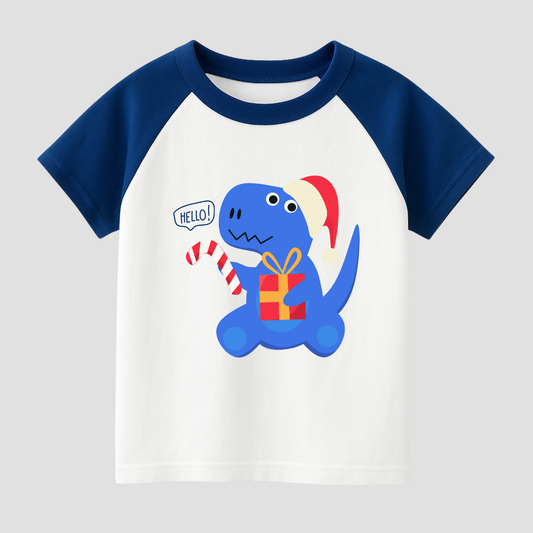Dino Claus Kids Short Sleeve T-Shirt