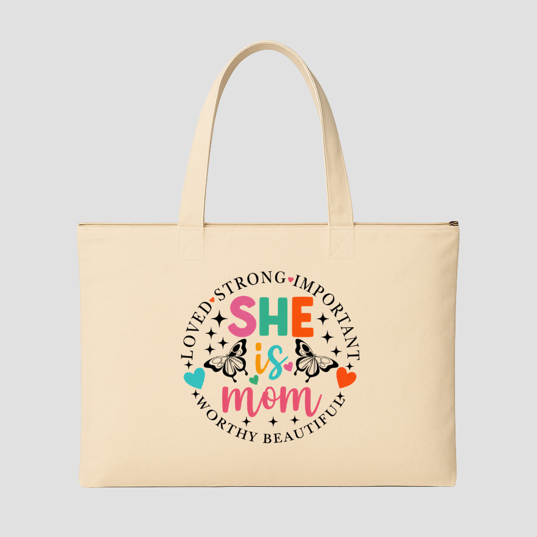 She is Mom Magic Tote Bags Kia & Kel