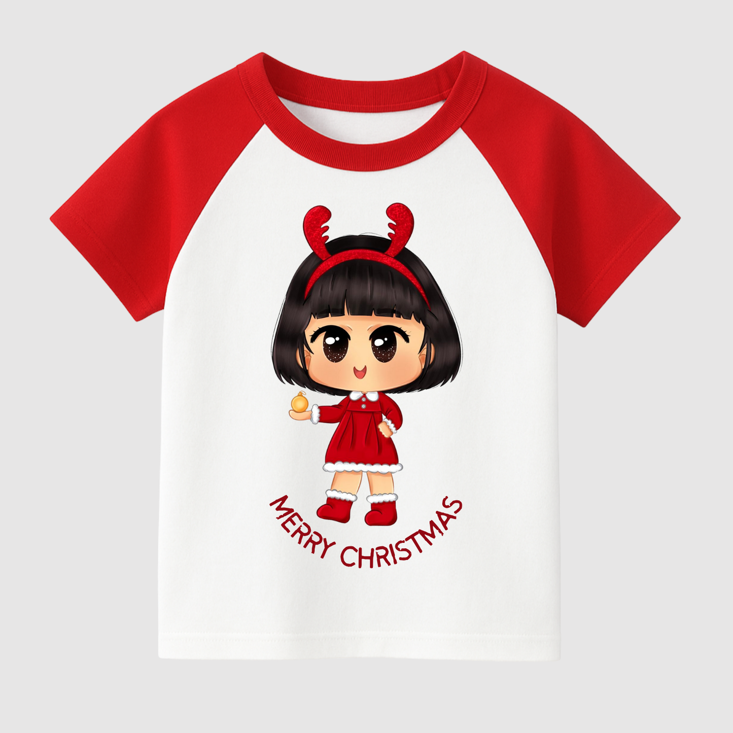 Tiny Miss Reindeer Kids Short Sleeve T-Shirt