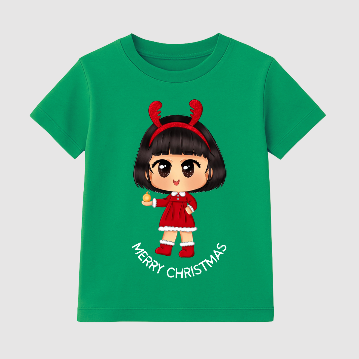Tiny Miss Reindeer Kids Short Sleeve T-Shirt