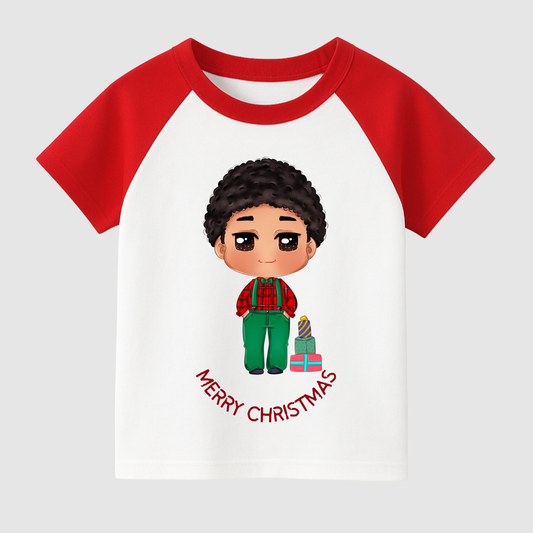 Tiny Mr. Reindeer Kids Short Sleeve T-Shirt