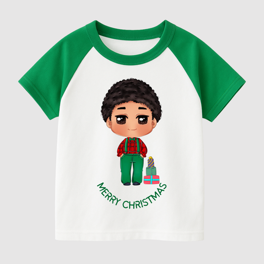 Tiny Mr. Reindeer Kids Short Sleeve T-Shirt